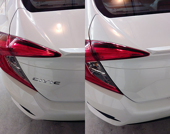 2017 Honda Civic emblem removed - debadged before and after