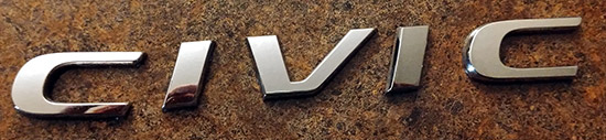 2017 Honda Civic emblem removed - debadged letters