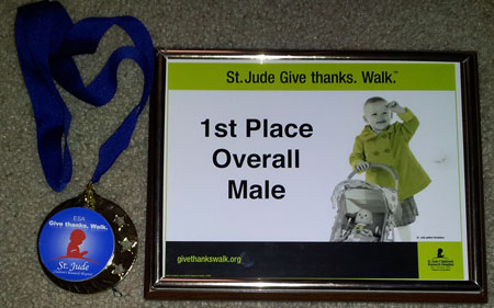 2012 St. Jude Give Thanks Walk - Saint Louis, MO - first-place medal and certificate