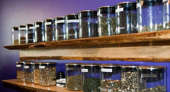 Comet Coffee's extensive tea selection