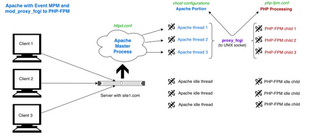 Apache Event MPM to PHP-FPM via mod_proxy_fcgi