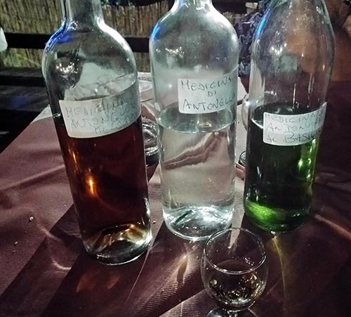 Grappa flavours at Trattoria il Galletto di Camigliano