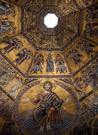 Beautiful ceiling of the Baptistery of St. John in Florence, Italy