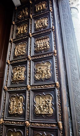 Ornate doors of the Baptistery of St. John in Florence, Italy