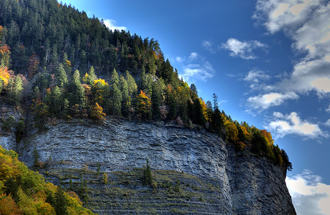 Sun caressing the cliff side in Lauterbrunnen